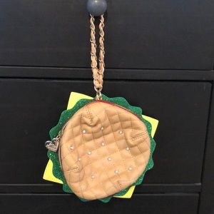 Betsey Johnson “Hamburger” wristlet. NWOT
